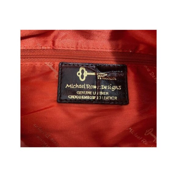 Michael Rome Designs, Croc Embossed Brown Leather Handbag, Excellent Condition - Picture 15 of 16